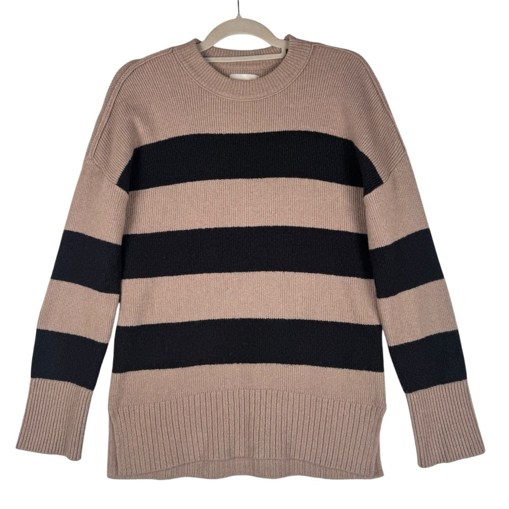 Abercrombie&Fitch Women’s Oversized Sweater Crewneck Tan/Black Stripe Size S